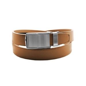 Men's Belts Track Buckle Genuine Leather Belt Tan